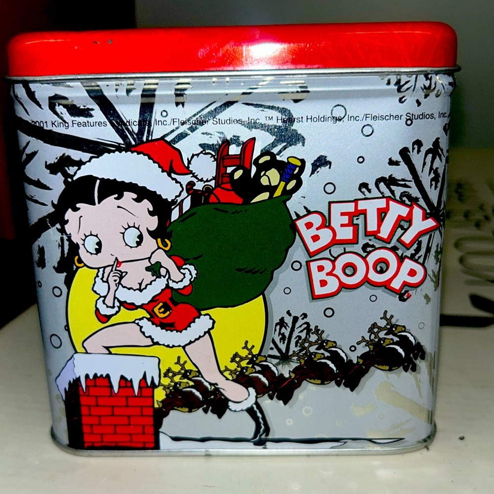Vintage 2001 Christmas Collectible Betty Boop Tin Canister.